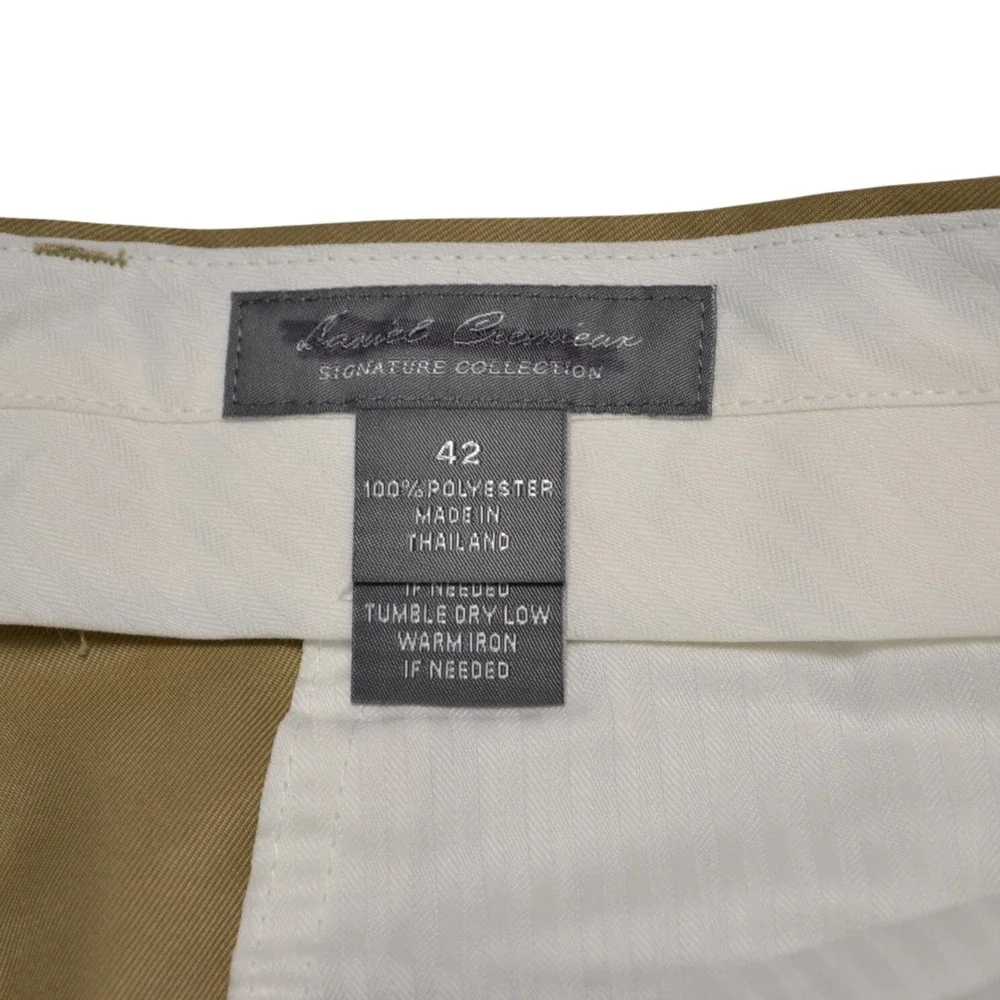 Daniel Cremieux Signature‎ Collection Men Khaki Poly Pleated Shorts Size 42